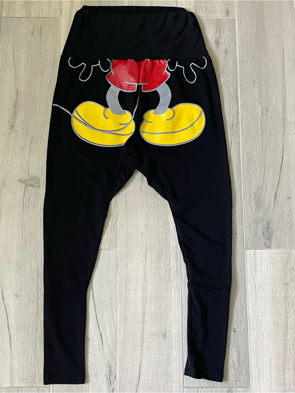 Mickey Mouse Black Harem Jogger Pants Drop Crotch Graphic XS Disney